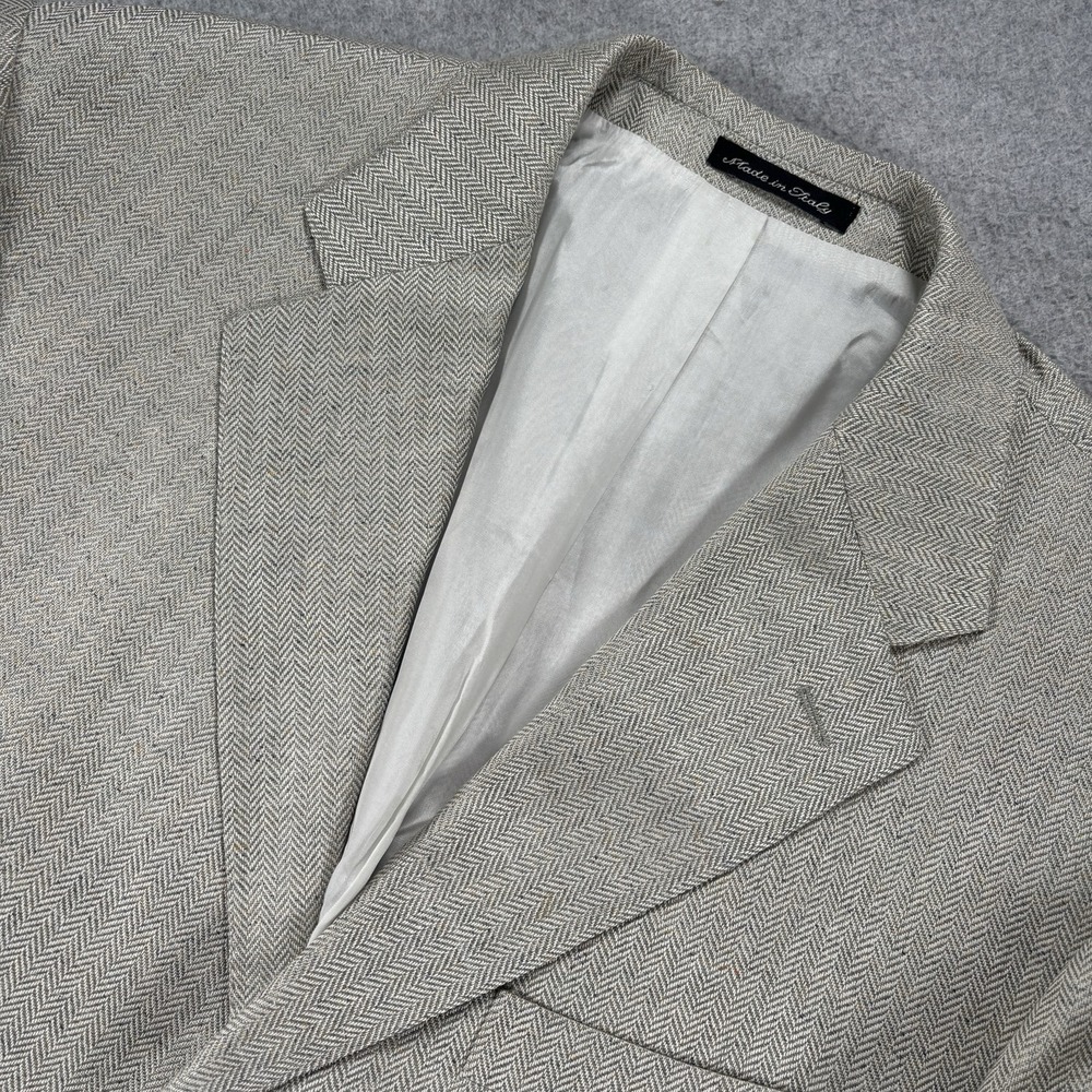 Salvatore Ferragamo 100% Silk Herringbone Blazer Sport Coat Size 54 IT 44R US - Picture 2 of 16